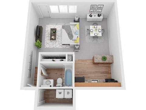 Floor plan for studio, 1 bath, 518 sqft